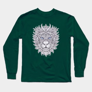 Lion face with floral ornament decoration Long Sleeve T-Shirt